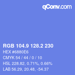 カラーコード: RGB 104.9 128.2 230 | qconv.com