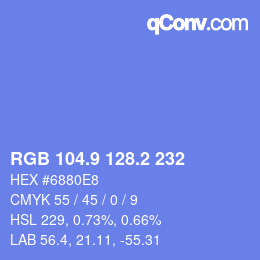 カラーコード: RGB 104.9 128.2 232 | qconv.com