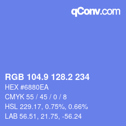 カラーコード: RGB 104.9 128.2 234 | qconv.com