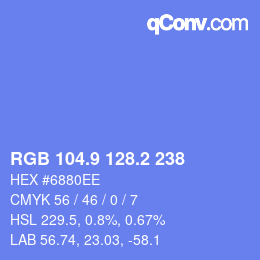 カラーコード: RGB 104.9 128.2 238 | qconv.com