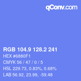 カラーコード: RGB 104.9 128.2 241 | qconv.com