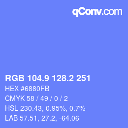 カラーコード: RGB 104.9 128.2 251 | qconv.com