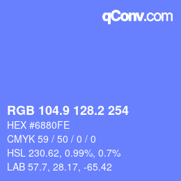 カラーコード: RGB 104.9 128.2 254 | qconv.com