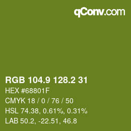 カラーコード: RGB 104.9 128.2 31 | qconv.com