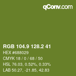 カラーコード: RGB 104.9 128.2 41 | qconv.com