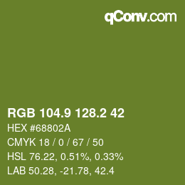 カラーコード: RGB 104.9 128.2 42 | qconv.com