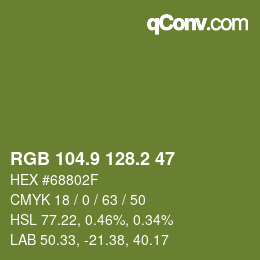 カラーコード: RGB 104.9 128.2 47 | qconv.com