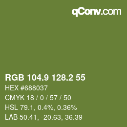 カラーコード: RGB 104.9 128.2 55 | qconv.com