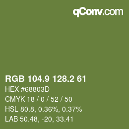 カラーコード: RGB 104.9 128.2 61 | qconv.com