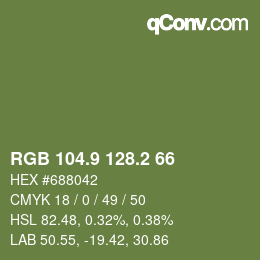 Color code: RGB 104.9 128.2 66 | qconv.com