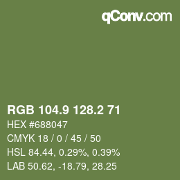 Color code: RGB 104.9 128.2 71 | qconv.com