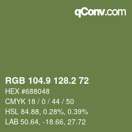 カラーコード: RGB 104.9 128.2 72 | qconv.com