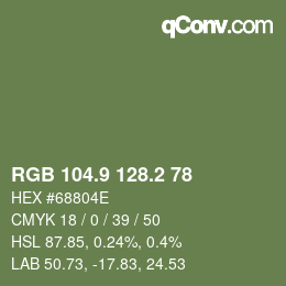 カラーコード: RGB 104.9 128.2 78 | qconv.com