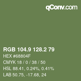 カラーコード: RGB 104.9 128.2 79 | qconv.com