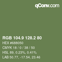 カラーコード: RGB 104.9 128.2 80 | qconv.com