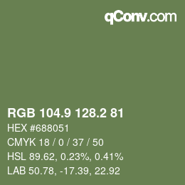 Color code: RGB 104.9 128.2 81 | qconv.com