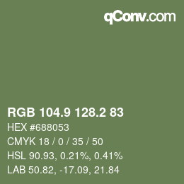 カラーコード: RGB 104.9 128.2 83 | qconv.com