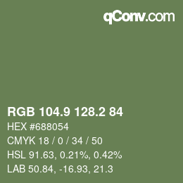 カラーコード: RGB 104.9 128.2 84 | qconv.com