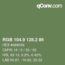 カラーコード: RGB 104.9 128.2 86 | qconv.com