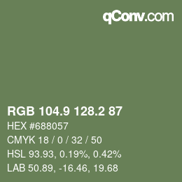 カラーコード: RGB 104.9 128.2 87 | qconv.com