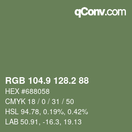 Color code: RGB 104.9 128.2 88 | qconv.com