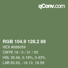 Color code: RGB 104.9 128.2 89 | qconv.com