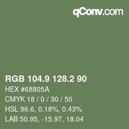 Color code: RGB 104.9 128.2 90 | qconv.com