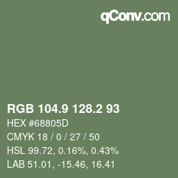 Farbcode: RGB 104.9 128.2 93 | qconv.com