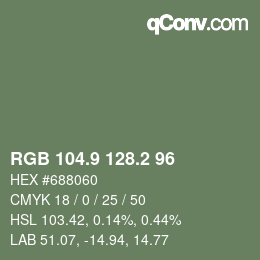 Color code: RGB 104.9 128.2 96 | qconv.com