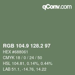 Color code: RGB 104.9 128.2 97 | qconv.com