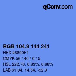 カラーコード: RGB 104.9 144 241 | qconv.com