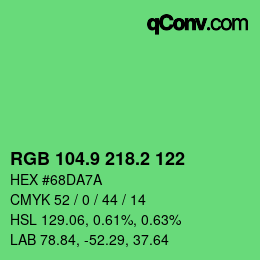 カラーコード: RGB 104.9 218.2 122 | qconv.com