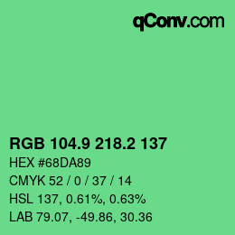 カラーコード: RGB 104.9 218.2 137 | qconv.com