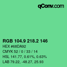 カラーコード: RGB 104.9 218.2 146 | qconv.com