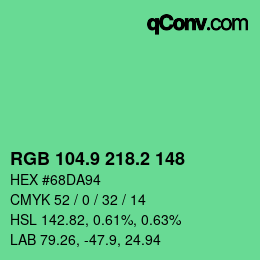 カラーコード: RGB 104.9 218.2 148 | qconv.com