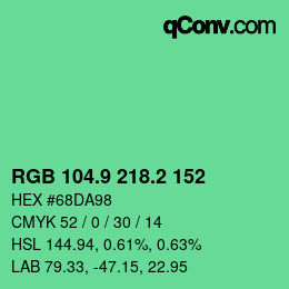 カラーコード: RGB 104.9 218.2 152 | qconv.com