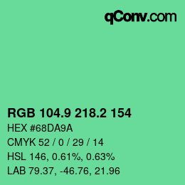 カラーコード: RGB 104.9 218.2 154 | qconv.com
