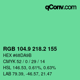 カラーコード: RGB 104.9 218.2 155 | qconv.com