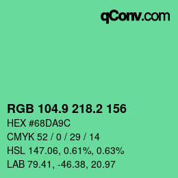 カラーコード: RGB 104.9 218.2 156 | qconv.com