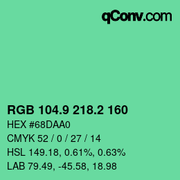 カラーコード: RGB 104.9 218.2 160 | qconv.com