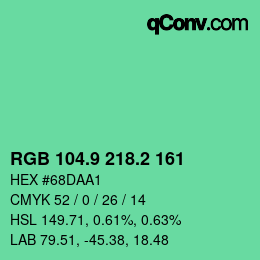 カラーコード: RGB 104.9 218.2 161 | qconv.com