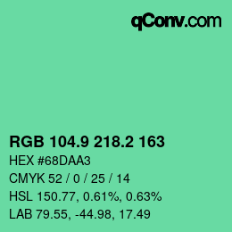 カラーコード: RGB 104.9 218.2 163 | qconv.com