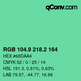 カラーコード: RGB 104.9 218.2 164 | qconv.com