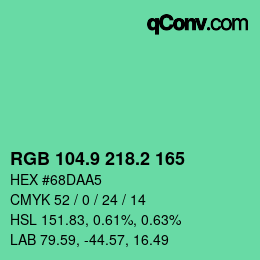 カラーコード: RGB 104.9 218.2 165 | qconv.com