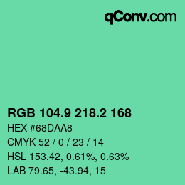 カラーコード: RGB 104.9 218.2 168 | qconv.com