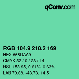 カラーコード: RGB 104.9 218.2 169 | qconv.com