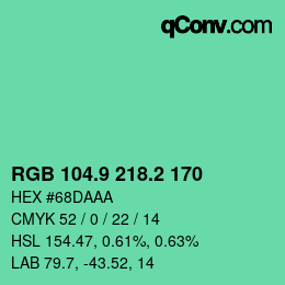 カラーコード: RGB 104.9 218.2 170 | qconv.com