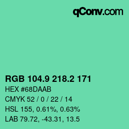 カラーコード: RGB 104.9 218.2 171 | qconv.com