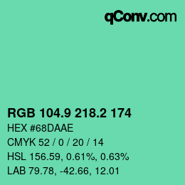 カラーコード: RGB 104.9 218.2 174 | qconv.com