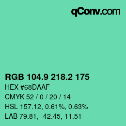 カラーコード: RGB 104.9 218.2 175 | qconv.com